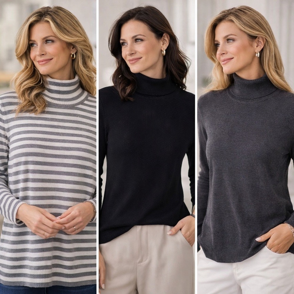 Chico’s & Joseph Turtleneck‎ Sweater Bundle – 3 Medium Neutrals